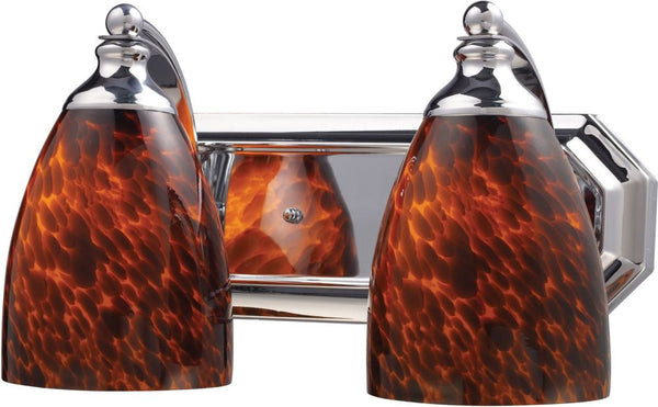 Bath and Spa 2 Light Vanity In Polished Chrome and Espresso Glass