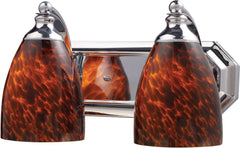 Bath and Spa 2 Light Vanity In Polished Chrome and Espresso Glass