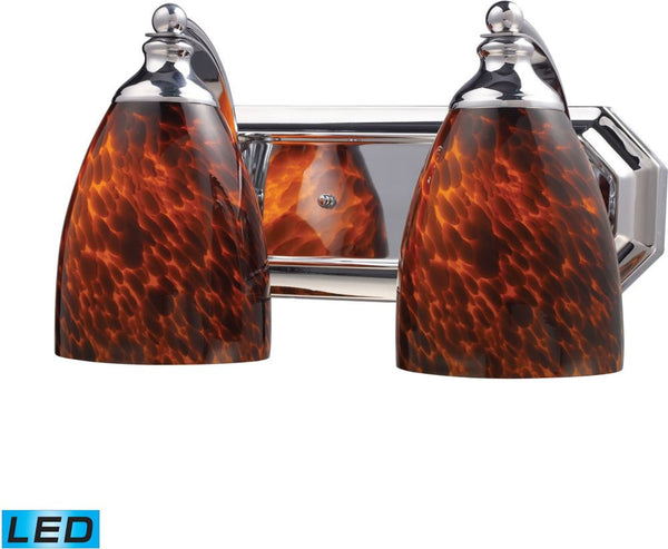Bath and Spa 2 Light Led Vanity In Polished Chrome and Espresso Glass