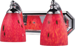 Bath and Spa 2 Light Vanity In Polished Chrome and Fire Red Glass