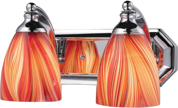 Bath and Spa 2 Light Vanity In Polished Chrome and Multi Glass
