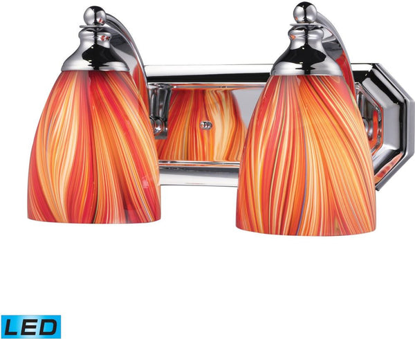 Bath and Spa 2 Light Led Vanity In Polished Chrome and Multi Glass