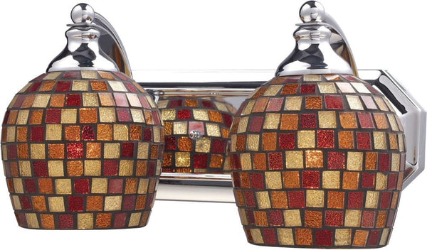 Bath and Spa 2 Light Vanity In Polished Chrome and Multi Fusion Glass