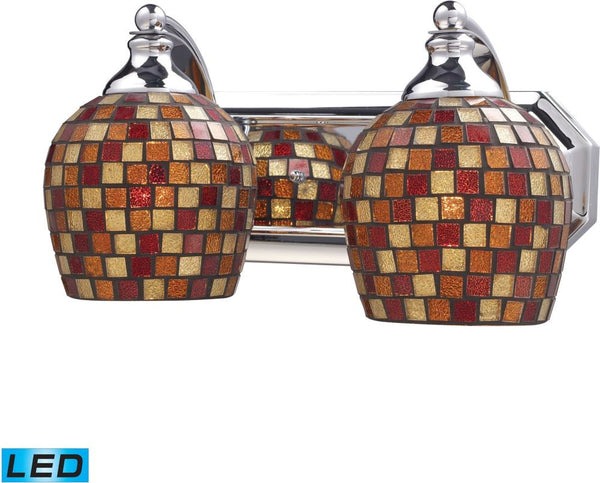 Bath and Spa 2 Light Led Vanity In Polished Chrome and Multi Fusion Glass