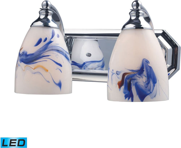 Bath and Spa 2 Light Led Vanity In Polished Chrome and Mountain Glass