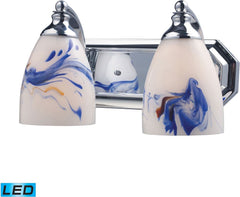 Bath and Spa 2 Light Led Vanity In Polished Chrome and Mountain Glass