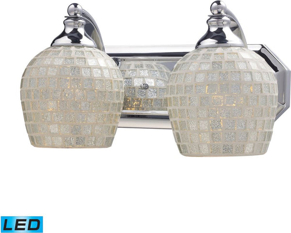 Bath and Spa 2 Light Led Vanity In Polished Chrome and Silver Glass