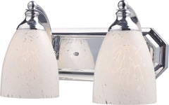 Bath and Spa 2 Light Vanity In Polished Chrome and Snow White Glass