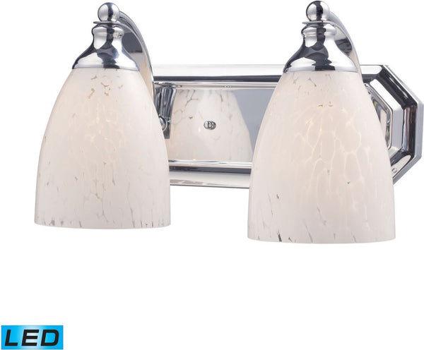 Bath and Spa 2 Light Led Vanity In Polished Chrome and Snow White Glass