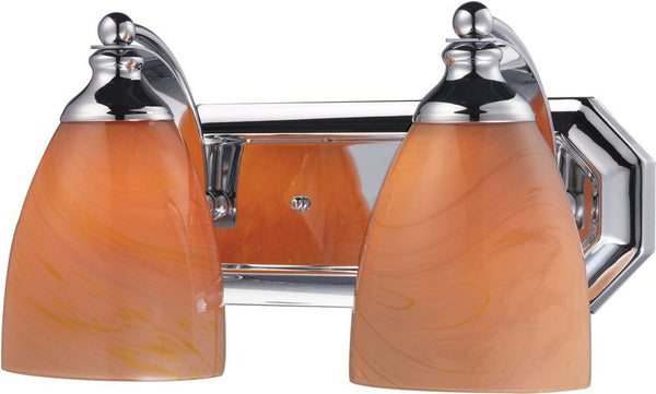 Bath and Spa 2 Light Vanity In Polished Chrome and Sandy Glass