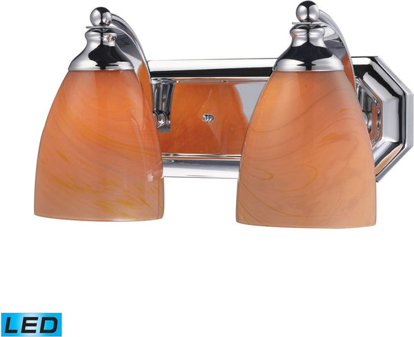 Bath and Spa 2 Light Led Vanity In Polished Chrome and Sandy Glass