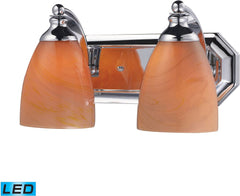 Bath and Spa 2 Light Led Vanity In Polished Chrome and Sandy Glass