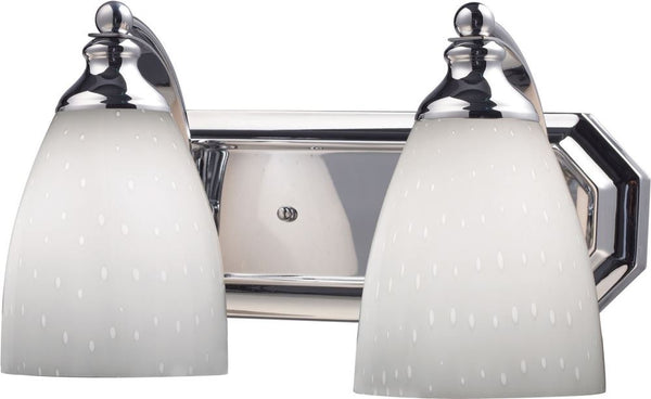 Bath and Spa 2 Light Vanity In Polished Chrome and Simple White Glass
