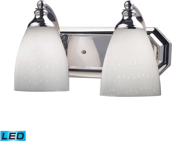 Bath and Spa 2 Light Led Vanity In Polished Chrome and Simple White Glass