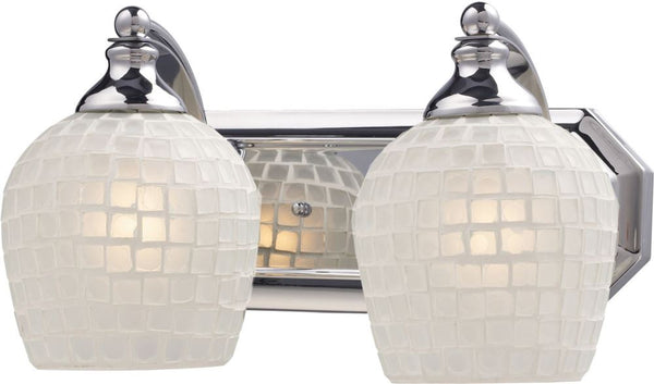 Bath and Spa 2 Light Vanity In Polished Chrome and White Glass