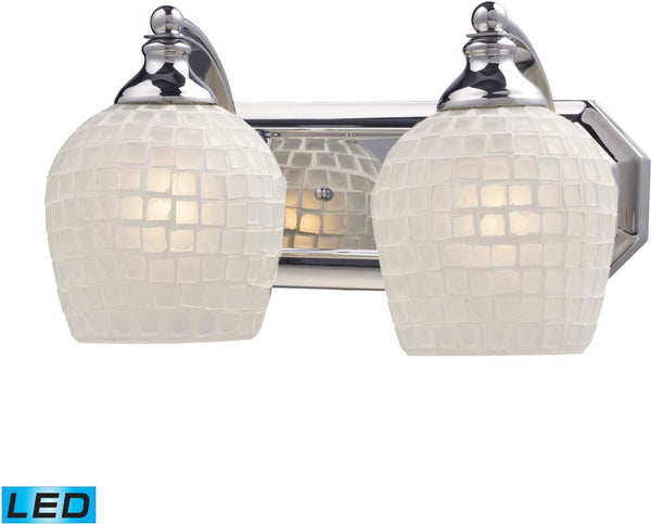 Bath and Spa 2 Light Led Vanity In Polished Chrome and White Glass