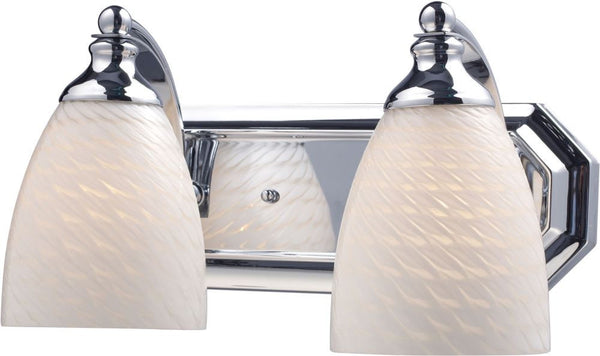 Bath and Spa 2 Light Vanity In Polished Chrome and White Swirl Glass