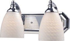 Bath and Spa 2 Light Vanity In Polished Chrome and White Swirl Glass