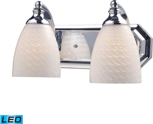 Bath and Spa 2 Light Led Vanity In Polished Chrome and White Swirl Glass