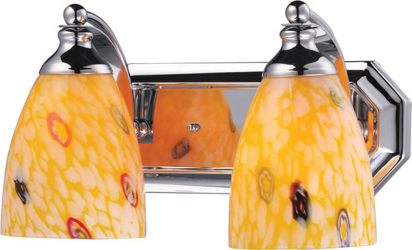 Bath and Spa 2 Light Vanity In Polished Chrome and Yellow Glass