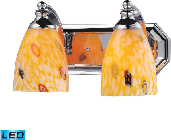 Bath and Spa 2 Light Led Vanity In Polished Chrome and Yellow Glass
