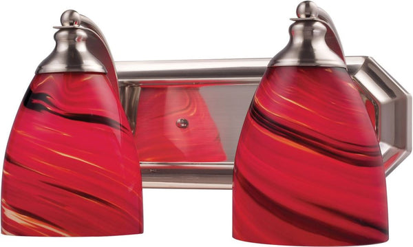 Bath and Spa 2 Light Vanity In Satin Nickel and Autumn Glass
