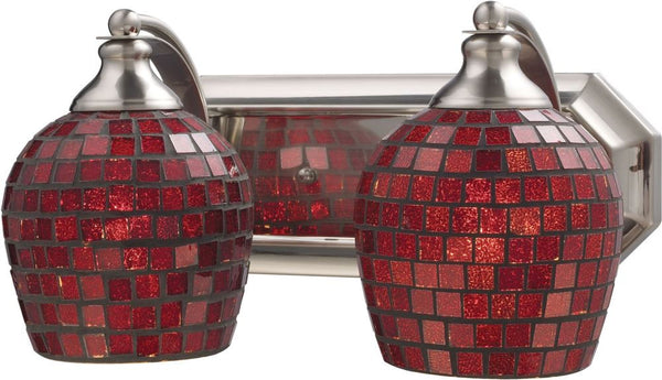 Bath and Spa 2 Light Vanity In Satin Nickel and Copper Glass