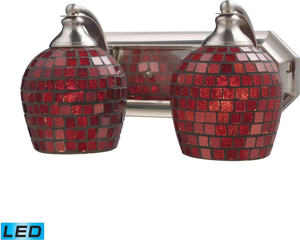 Bath and Spa 2 Light Led Vanity In Satin Nickel and Copper Glass