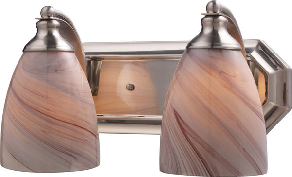 Bath and Spa 2 Light Vanity In Satin Nickel and Creme Glass