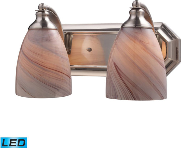 Bath and Spa 2 Light Led Vanity In Satin Nickel and Creme Glass