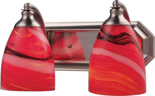Bath and Spa 2 Light Vanity In Satin Nickel and Candy Glass