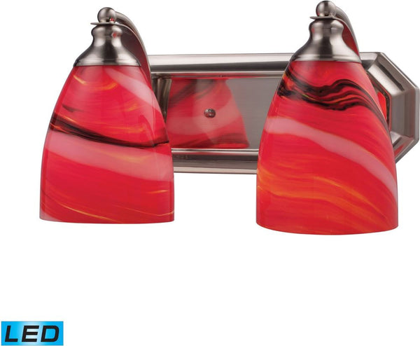Bath and Spa 2 Light Led Vanity In Satin Nickel and Candy Glass