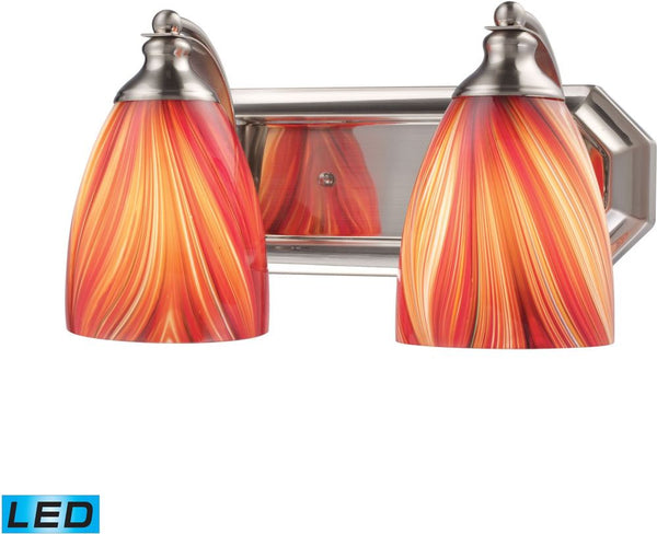Bath and Spa 2 Light Led Vanity In Satin Nickel and Multi Glass