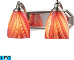Bath and Spa 2 Light Led Vanity In Satin Nickel and Multi Glass