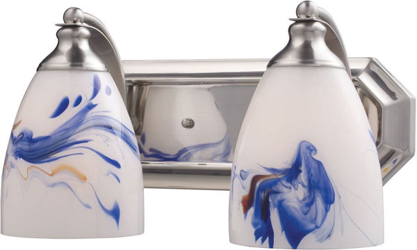 Bath and Spa 2 Light Vanity In Satin Nickel and Mountain Glass