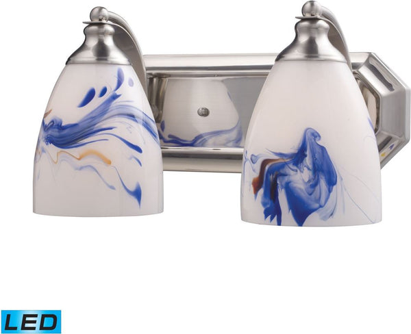 Bath and Spa 2 Light Led Vanity In Satin Nickel and Mountain Glass