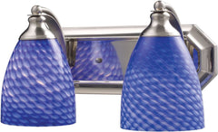 Bath and Spa 2 Light Vanity In Satin Nickel and Sapphire Glass