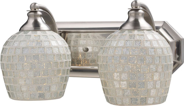 Bath and Spa 2 Light Vanity In Satin Nickel and Silver Glass