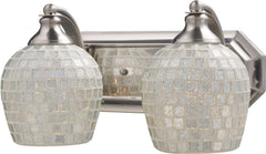 Bath and Spa 2 Light Vanity In Satin Nickel and Silver Glass