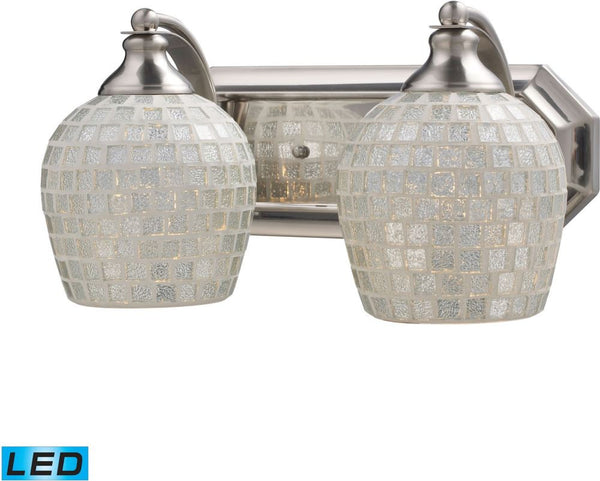 Bath and Spa 2 Light Led Vanity In Satin Nickel and Silver Glass