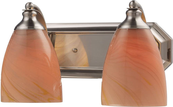 Bath and Spa 2 Light Vanity In Satin Nickel and Sandy Glass