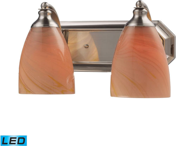 Bath and Spa 2 Light Led Vanity In Satin Nickel and Sandy Glass