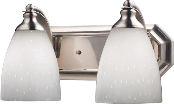 Bath and Spa 2 Light Vanity In Satin Nickel and Simple White Glass