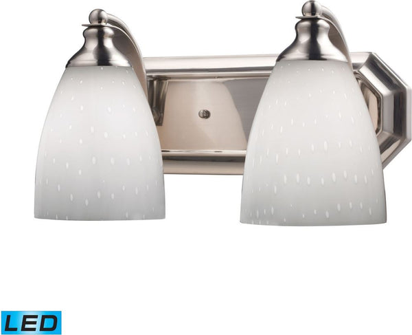 Bath and Spa 2 Light Led Vanity In Satin Nickel and Simple White Glass