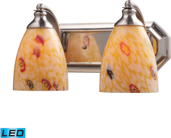 Bath and Spa 2 Light Led Vanity In Satin Nickel and Yellow Glass