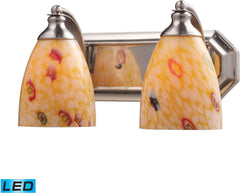 Bath and Spa 2 Light Led Vanity In Satin Nickel and Yellow Glass