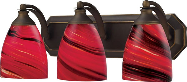 Bath and Spa 3 Light Vanity In Aged Bronze and Autumn Glass