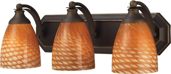 Bath and Spa 3 Light Vanity In Aged Bronze and Cocoa Glass