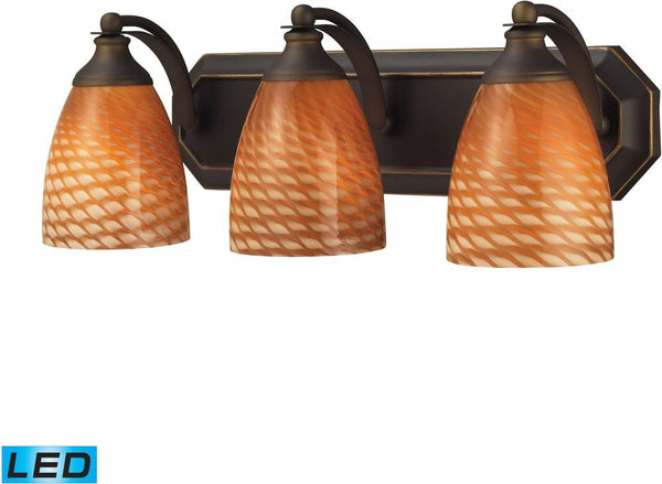 Bath and Spa 3 Light Led Vanity In Aged Bronze and Cocoa Glass