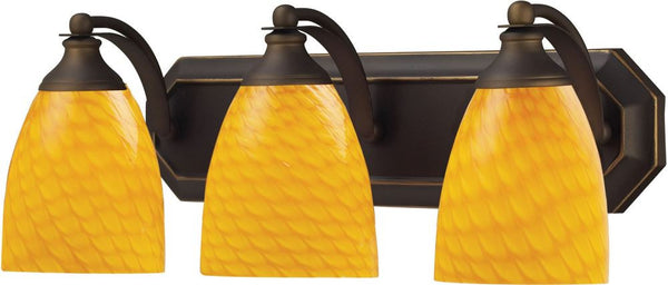 Bath and Spa 3 Light Vanity In Aged Bronze and Canary Glass